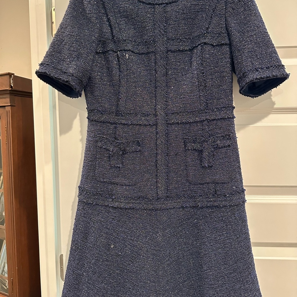 Teri Jon Navy Tweed Sparkle Dress